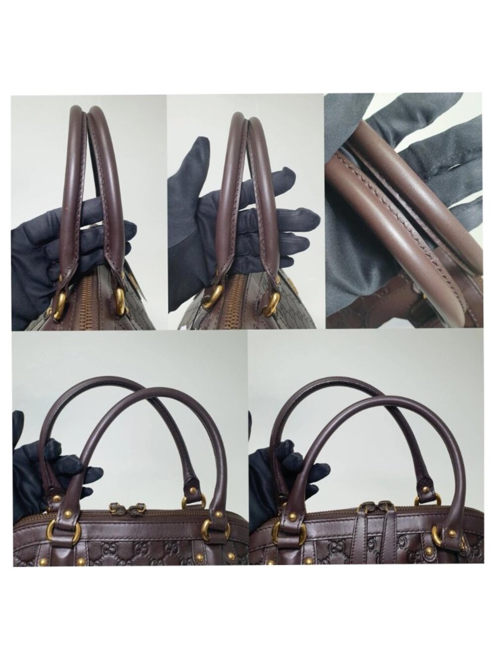 Authentic Gucci Guccissima Leather Boston Bag Brown GG Monogram Satchel Luxury - Picture 9 of 11